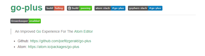 Golang IDE Atom+go-plus